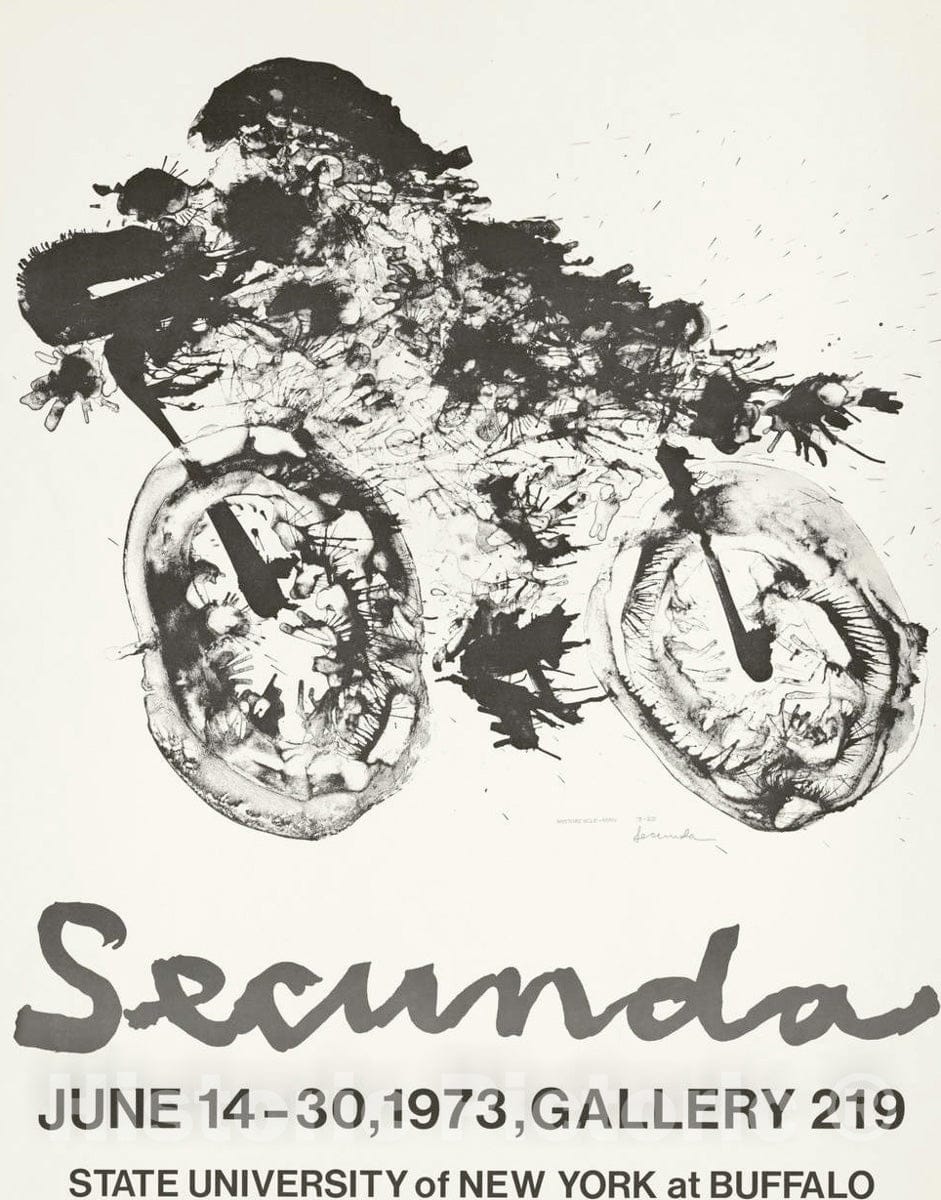 Vintage Poster -  Secunda, June 14 - 30, 1973, Gallery 219, State University of New York at Buffalo, Historic Wall Art