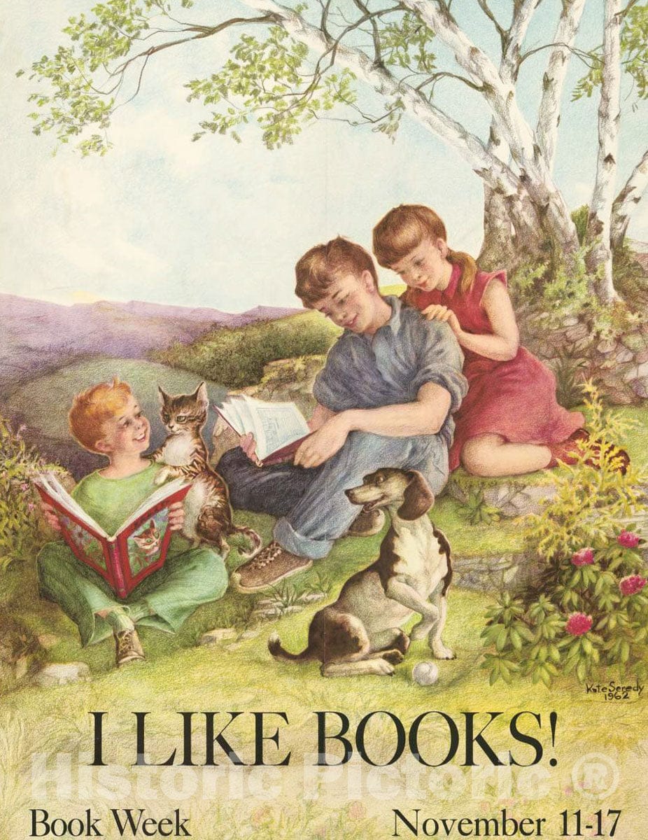 Vintage Poster -  I Like Books! Book Week, November 11 - 17, Historic Wall Art