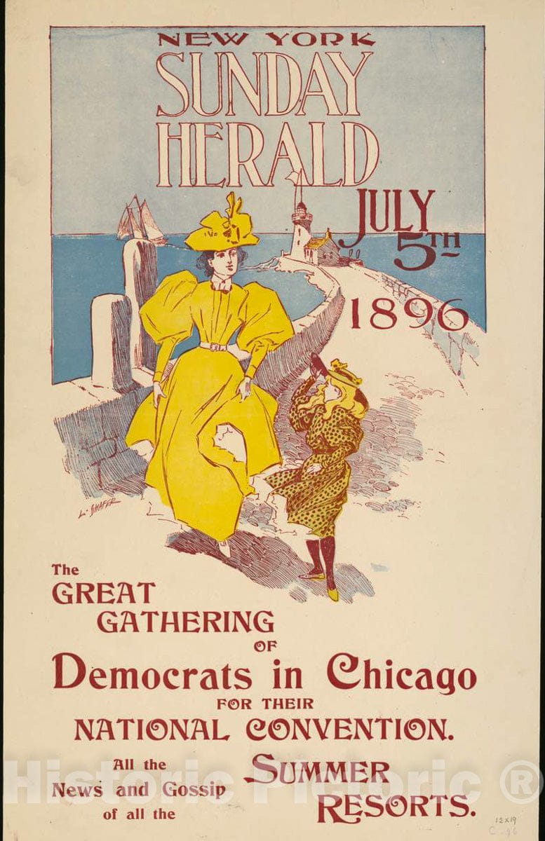 Vintage Poster -  New York Sunday Herald, July 5th 1896., Historic Wall Art