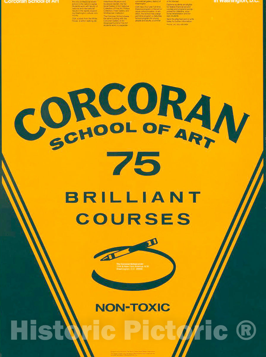 Vintage Poster -  Corcoran School of Art. 75 Brillant Courses, Historic Wall Art