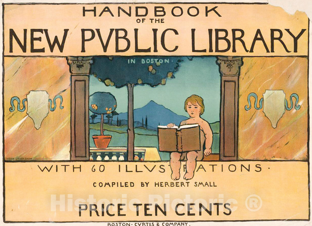 Vintage Poster -  Handbook of The New Public Library with 60 Illustrations compiled by Herbert Small, Historic Wall Art