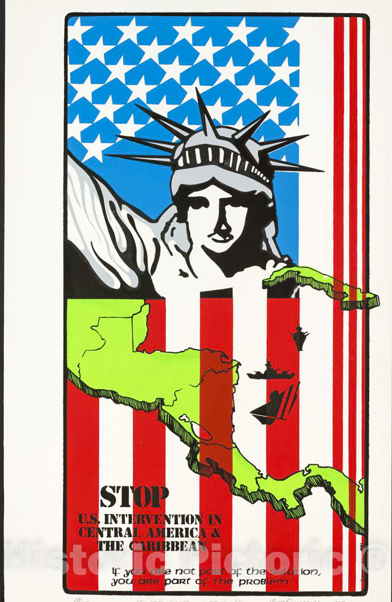 Vintage Poster -  Stop U.S. Intervention in Central America & The Caribbean., Historic Wall Art