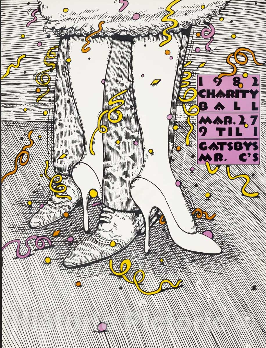 Vintage Poster - 1982 Charity Ball -  March 27 9 til 1 -  Gatsby's Mr. C's, Historic Wall Art