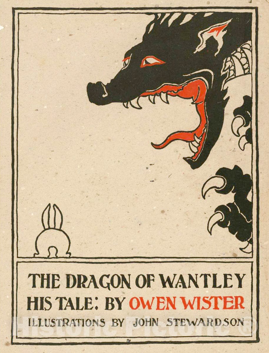 Vintage Poster -  The Dragon of Wantley His Tale -  by Owen Wister ; Illustrations by John Stewardson., Historic Wall Art