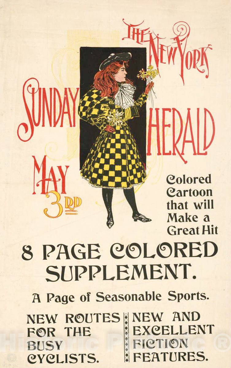 Vintage Poster -  The New York Sunday Herald May 3rd., Historic Wall Art