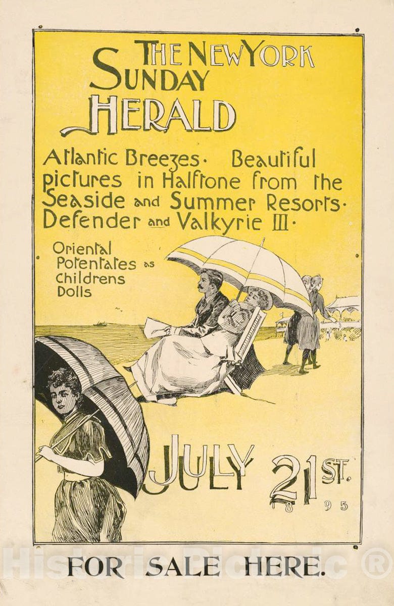 Vintage Poster -  The New York Sunday Herald July 21st. 1895., Historic Wall Art