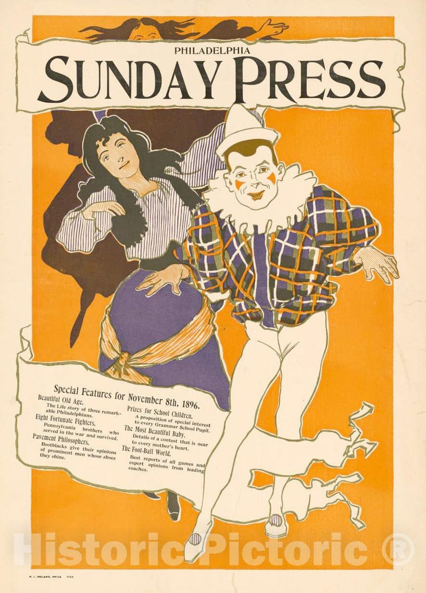 Vintage Poster -  Philadelphia Sunday Press, Historic Wall Art