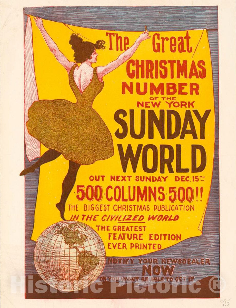 Vintage Poster -  The New York Sunday World The Great Christmas Number., Historic Wall Art