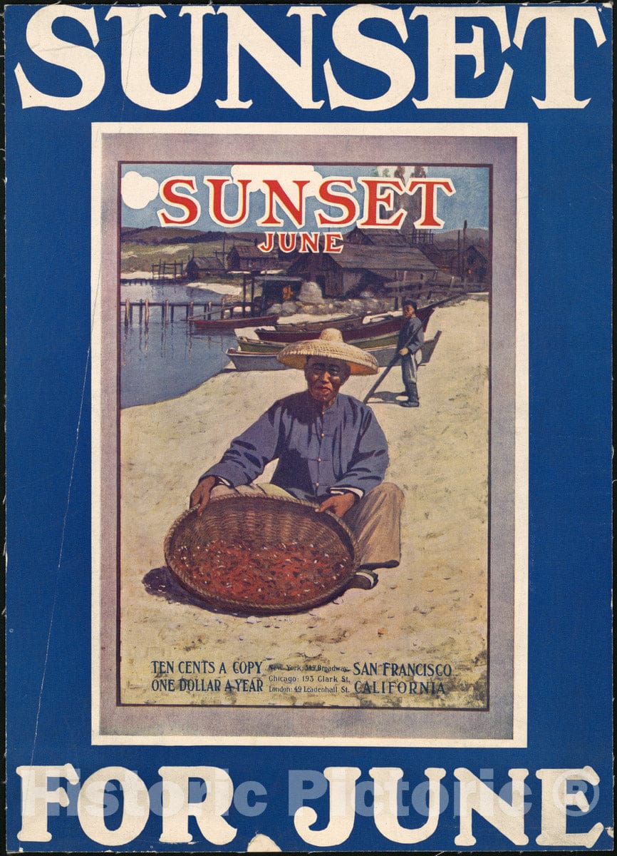 Vintage Poster -  Sunset [Magazine] for June, Historic Wall Art