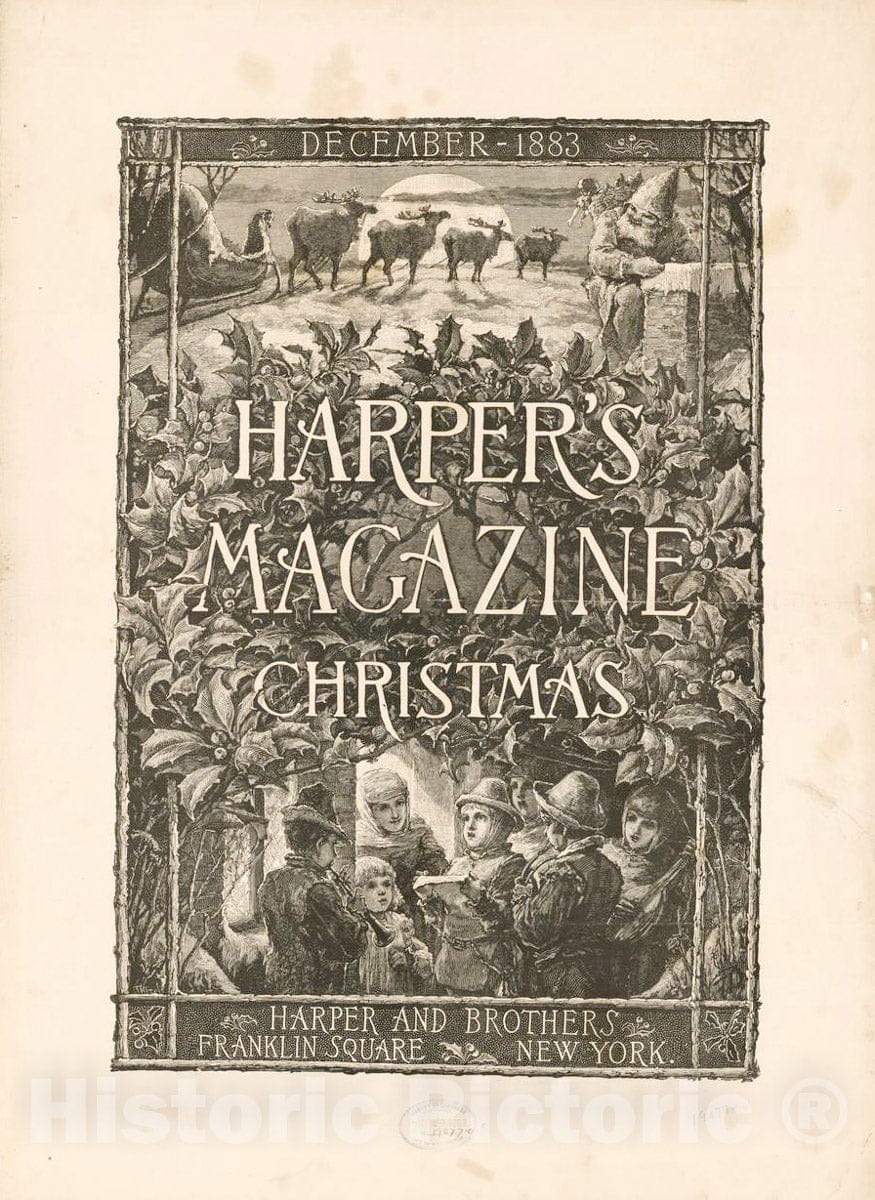 Vintage Poster -  Harper's Magazine, Christmas -  December 1883, Historic Wall Art