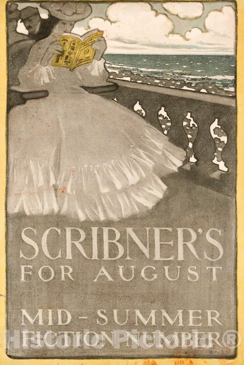 Vintage Poster -  Scribner's for August mid - Summer Fiction Number., Historic Wall Art