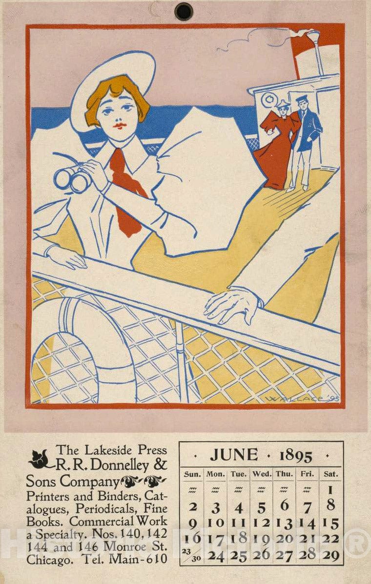 Vintage Poster -  June 1895. The Lakeside Press, Historic Wall Art