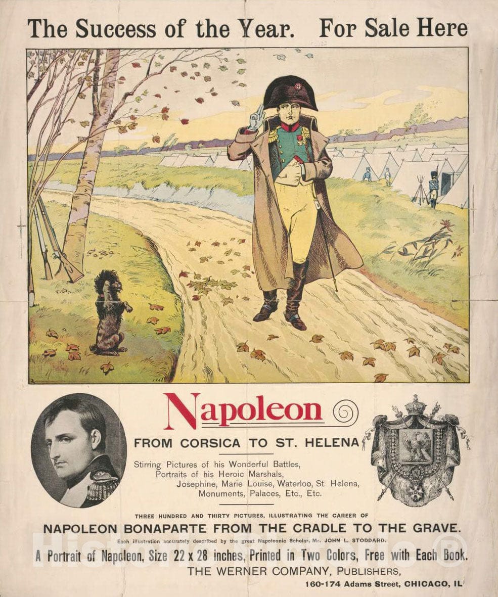 Vintage Poster -  Napoleon from Corsica to St. Helena The Success of The Year. for Sale here., Historic Wall Art