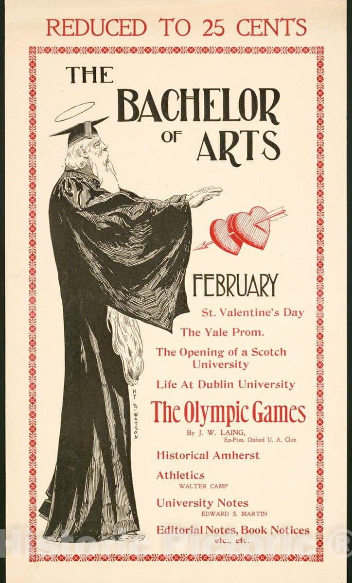 Vintage Poster -  The Bachelor of Arts [for] February, Historic Wall Art