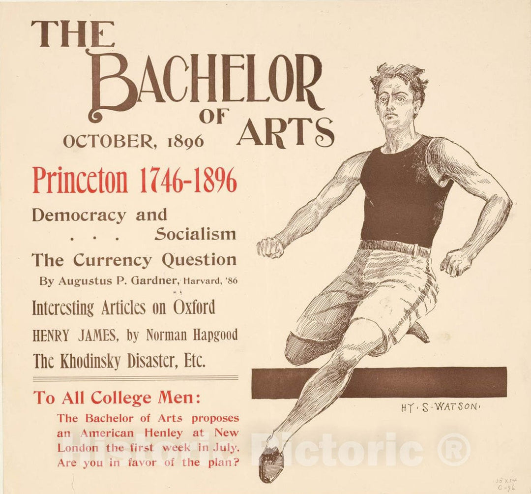 Vintage Poster -  The Bachelor of Arts [for] October, 1896, Historic Wall Art