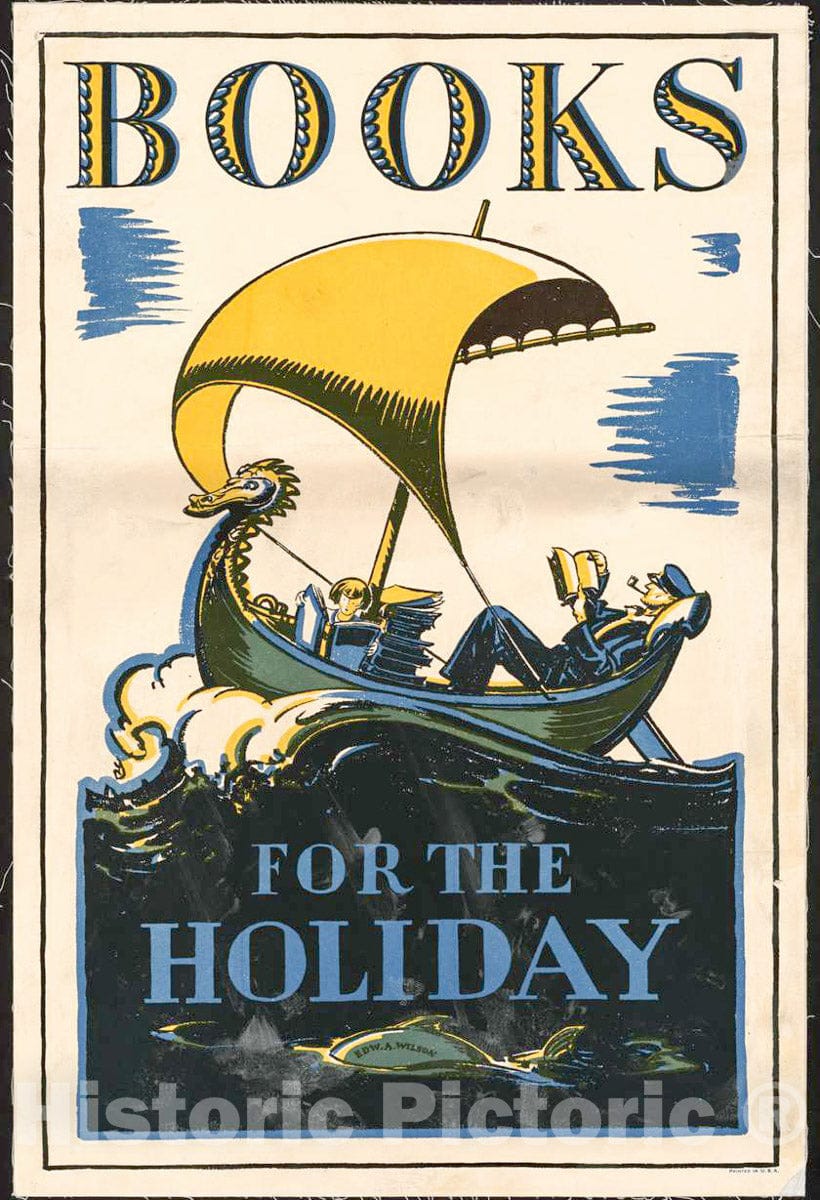 Vintage Poster -  Books for The Holiday, Historic Wall Art