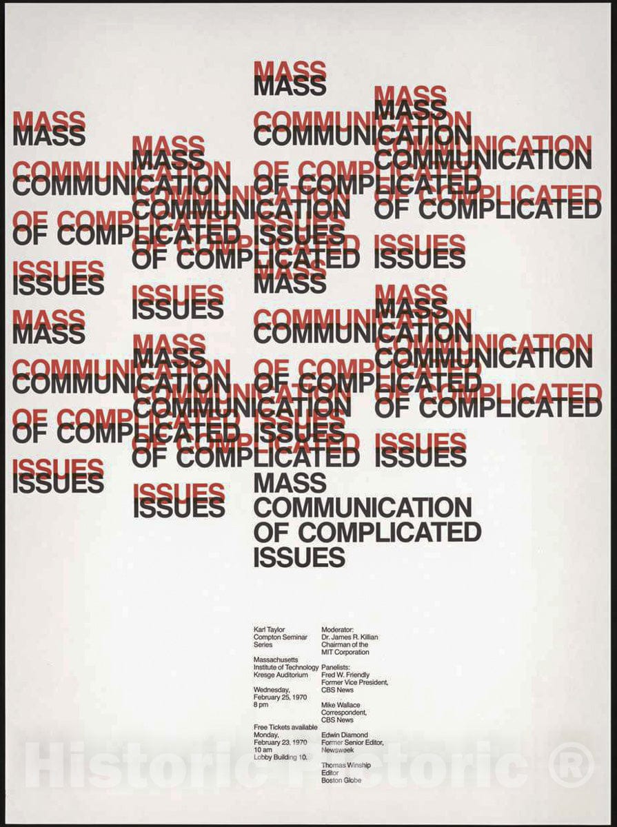 Vintage Poster -  Mass Communication of Complicated Issues Karl Taylor Compton seminar Series., Historic Wall Art