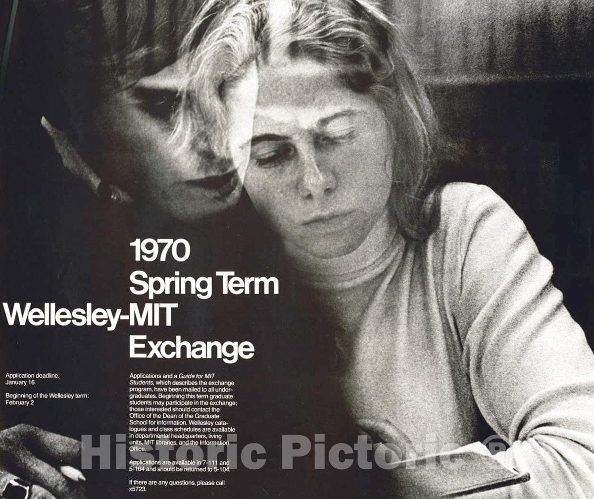 Vintage Poster -  Wellesley - MIT Exchange, 1970 Spring Term, Historic Wall Art