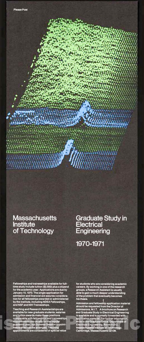 Vintage Poster -  Massachusetts Institute of Technology Graduate Study in Electrical Engineering, 1970 - 1971., Historic Wall Art