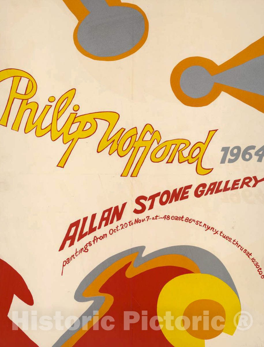 Vintage Poster -  Philip Wofford 1964, Allan Stone Gallery Paintings from Oct. 20 to Nov. 7 - 48 East 86th st. n.y. n.y. Tues. Thru sat. 10:30 to 6., Historic Wall Art