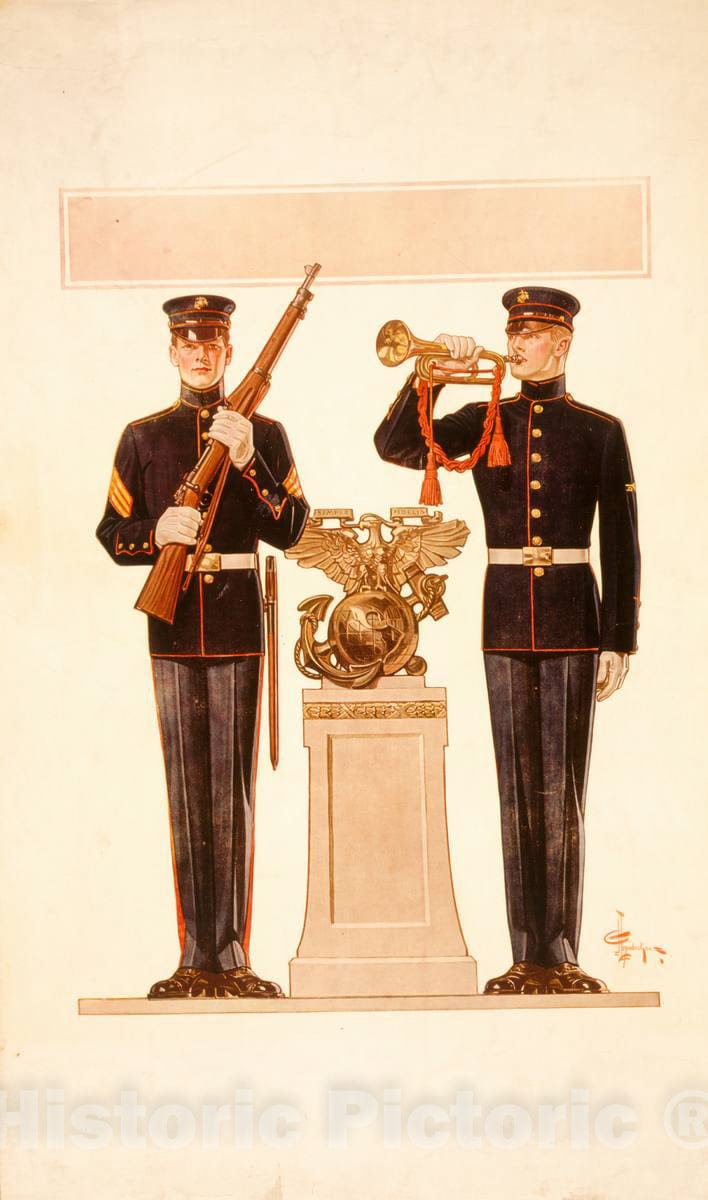 Vintage Poster -  [Two Marines] -  J.C. Leyendecker., Historic Wall Art