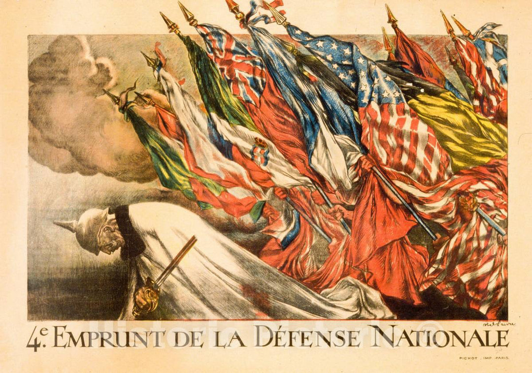 Vintage Poster -  4e Emprunt de la DÃ©fense Nationale, Historic Wall Art