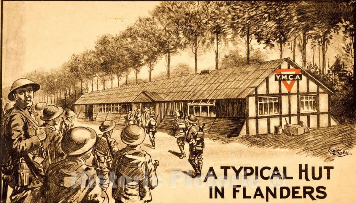 Vintage Poster -  A Typical hut in Flanders -  Edgar Wright., Historic Wall Art