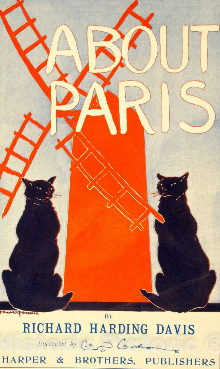 Vintage Poster -  About Paris, by Richard Harding Davis, Illustrated by O.D. Gibson -  Edward Penfield., Historic Wall Art