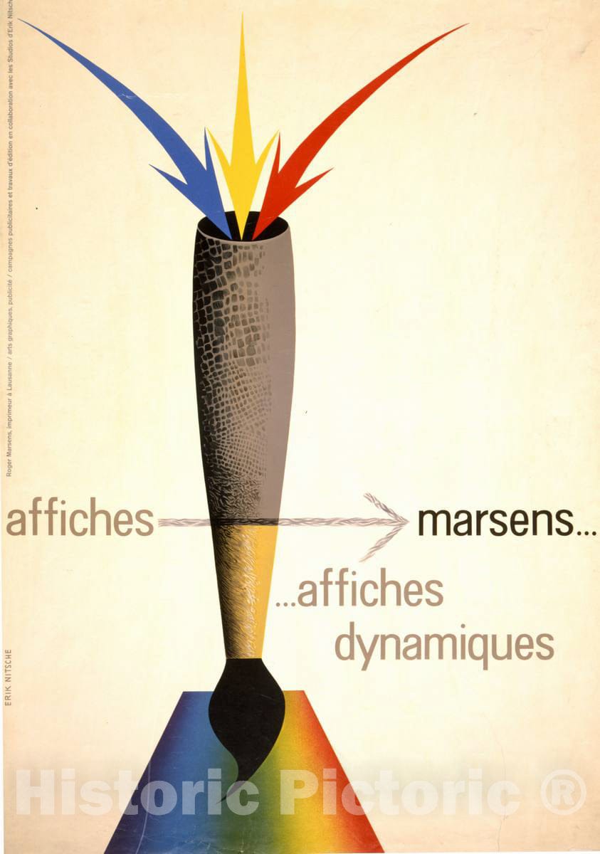 Vintage Poster -  Affiches Marsens, Affiches dynamique -  Erik Nitsche., Historic Wall Art