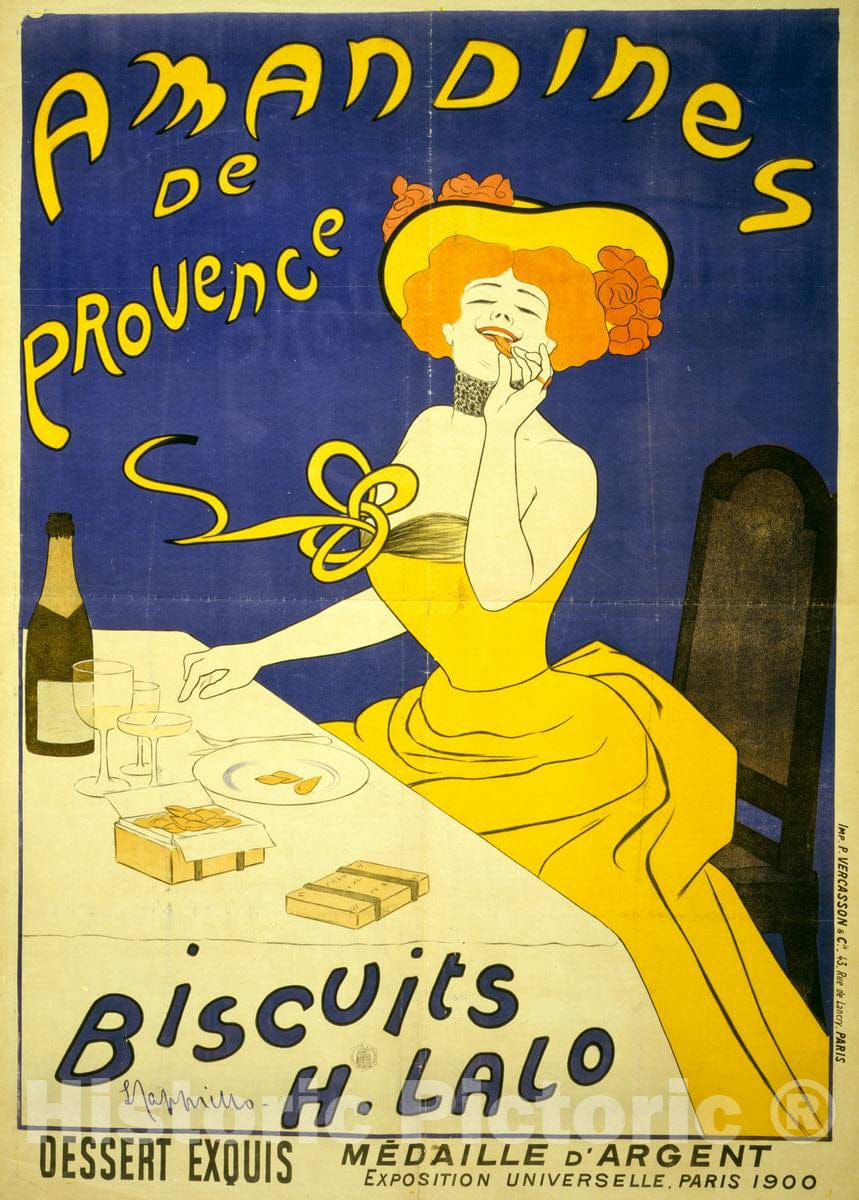 Vintage Poster -  Amandines de Provence. Biscuits H. Lalo -  L. Cappiello., Historic Wall Art