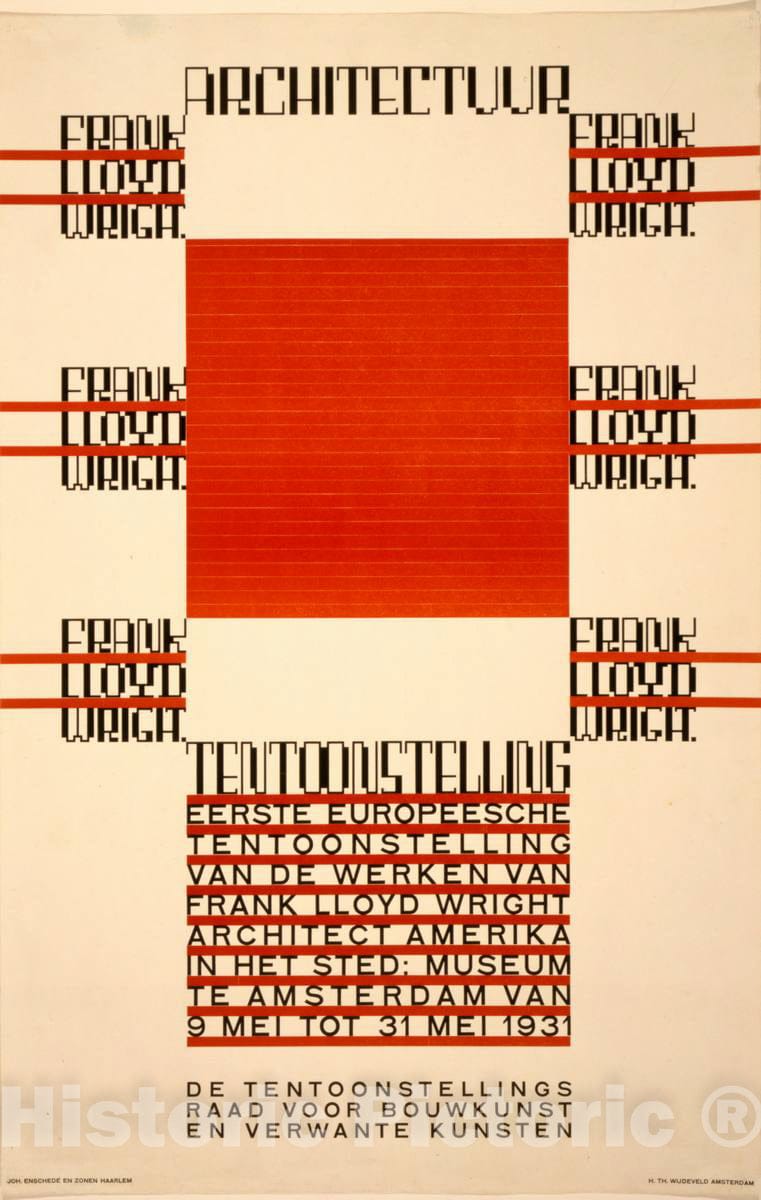 Vintage Poster -  Architectuur -  Frank Lloyd Wright, Historic Wall Art