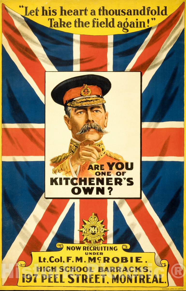 Vintage Poster -  are You one of Kitchener's own?, Historic Wall Art