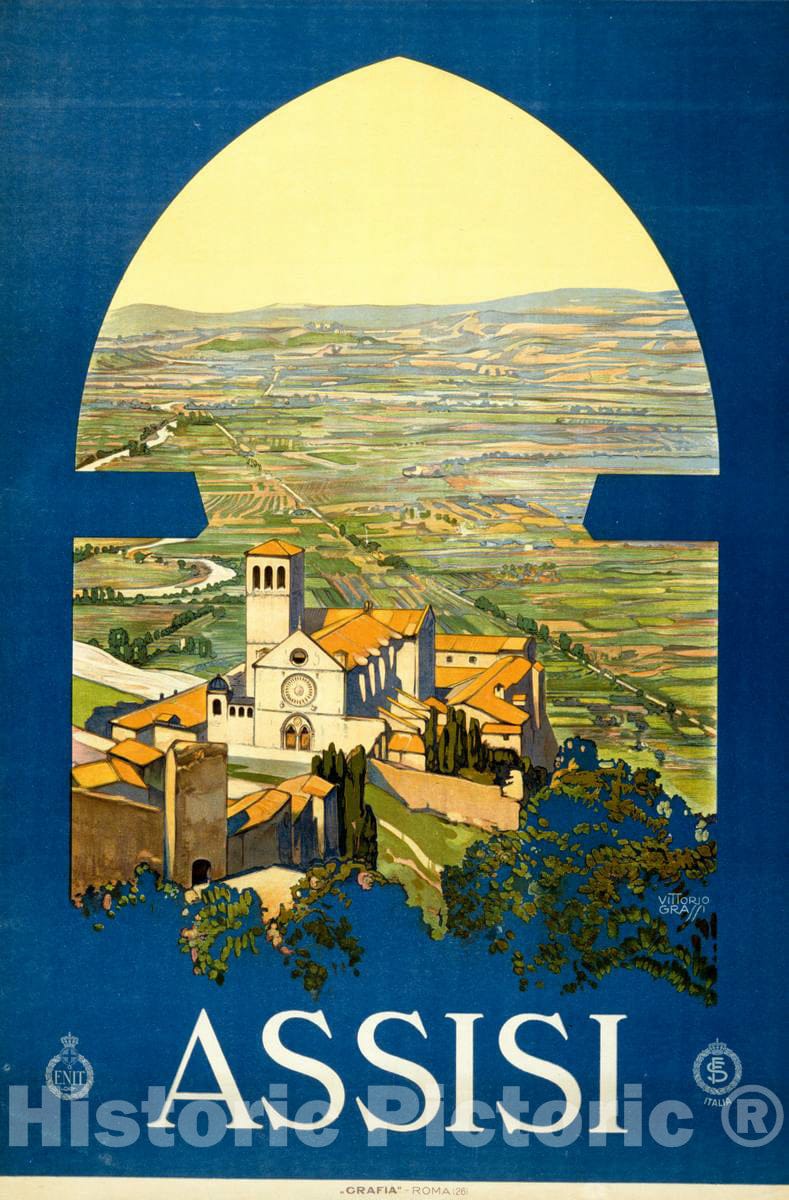 Vintage Poster -  Assisi -  Vittorio Grassi., Historic Wall Art