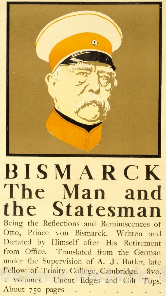 Vintage Poster -  Bismarck, The Man and The Statesman, Historic Wall Art