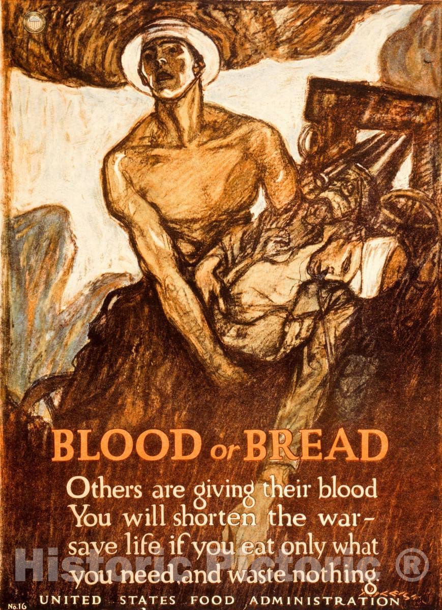 Vintage Poster -  Blood or Bread Others are Giving Their Blood -  You Will shorten The war -  Raleigh., Historic Wall Art