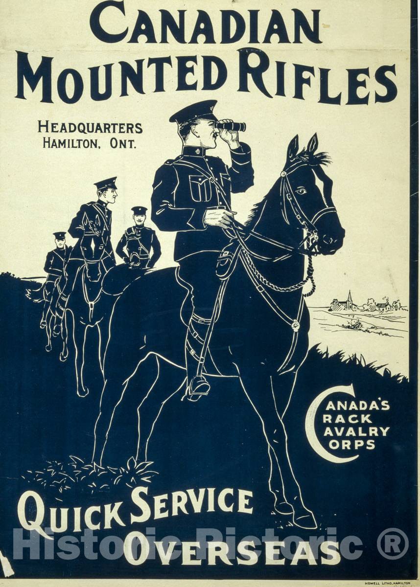 Vintage Poster -  Canadian Mounted Rifles, Historic Wall Art