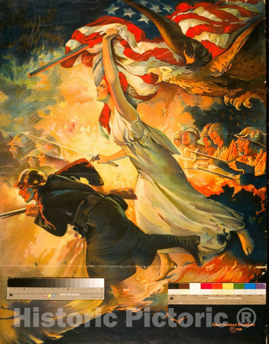 Vintage Poster -  Carry on! Buy Liberty Bonds to Your Utmost -  Edwin Howland Blashfield., Historic Wall Art