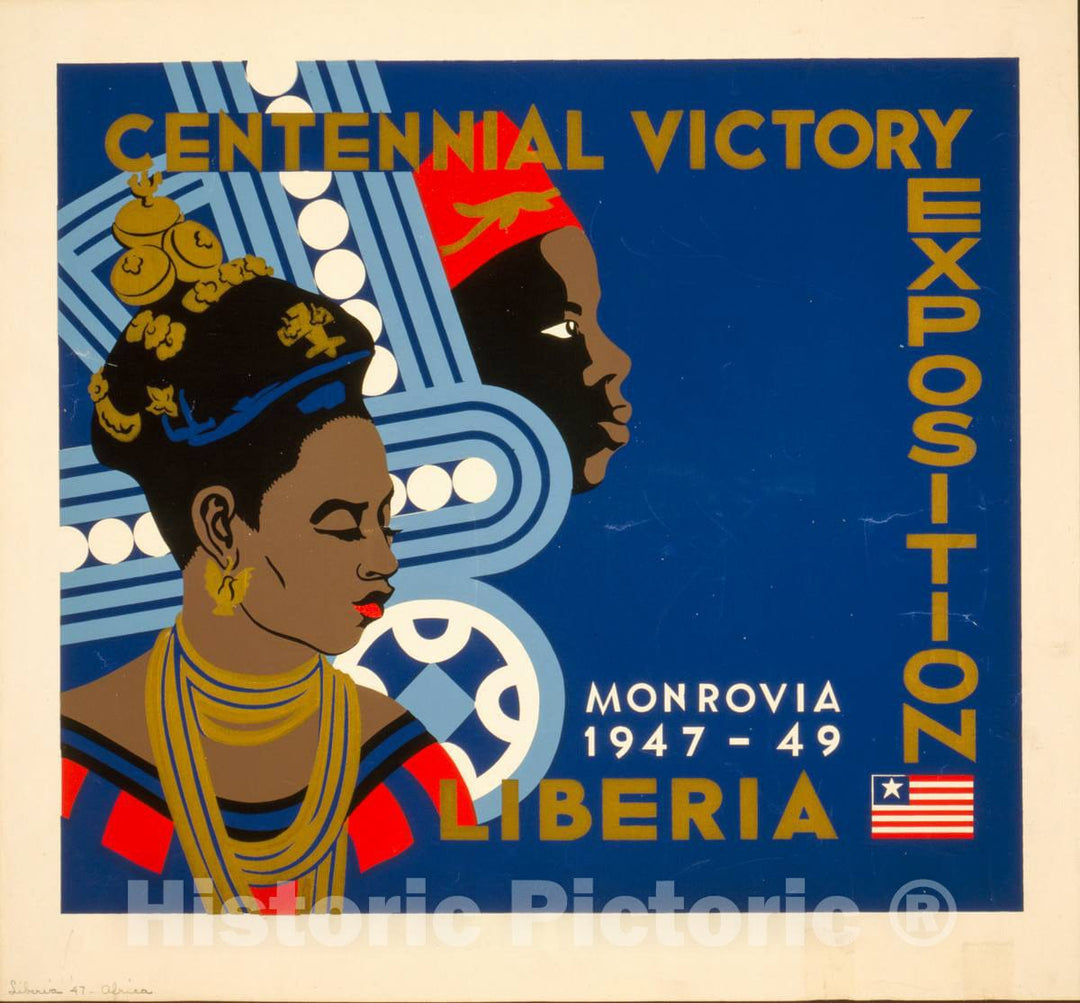 Vintage Poster -  Centennial Victory Exposition Monrovia 1947 - 1949 Liberia, Historic Wall Art