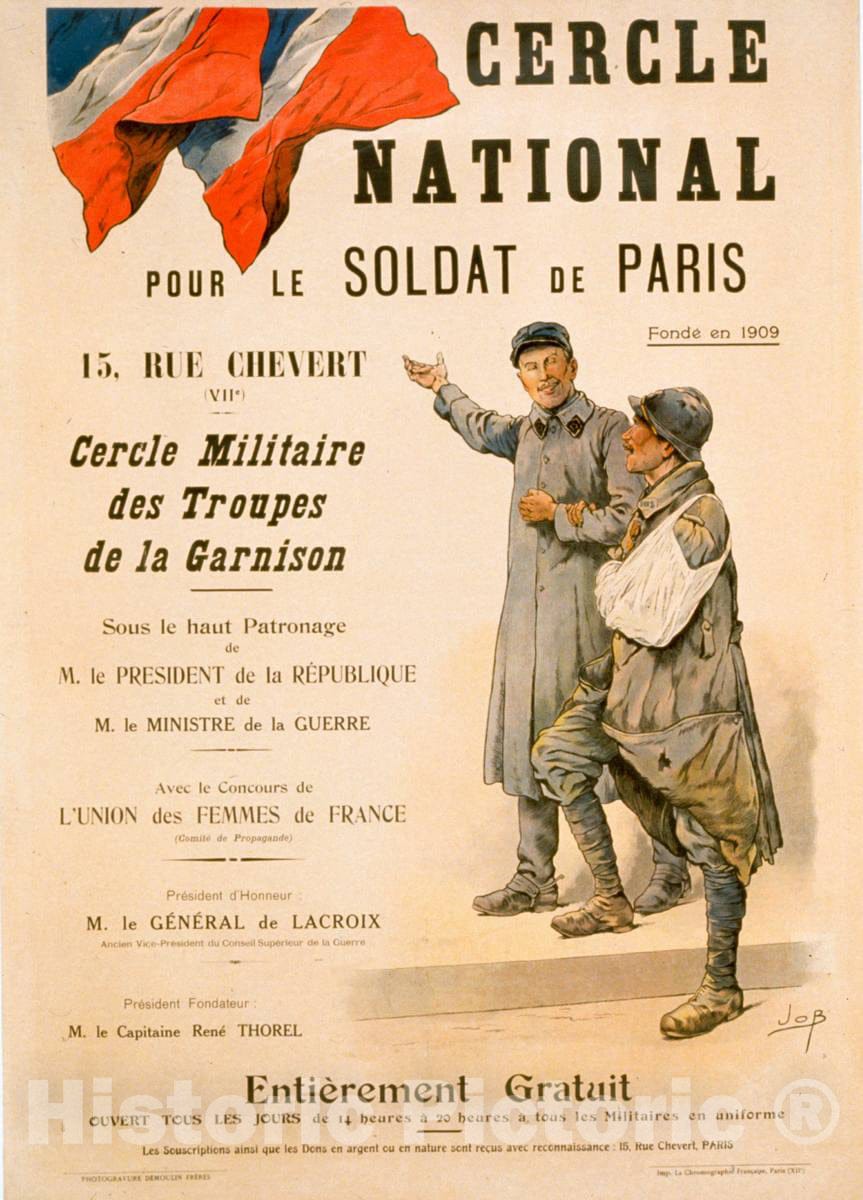 Vintage Poster -  Cercle National Pour le Soldat de Paris, Historic Wall Art