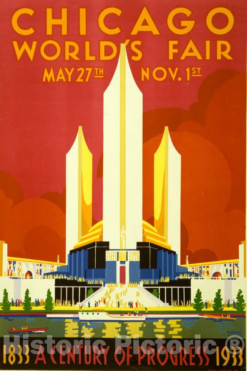 Vintage Poster -  Chicago World's fair. A Century of Progress, 1833 - 1933 -  Weimer Pursell., Historic Wall Art