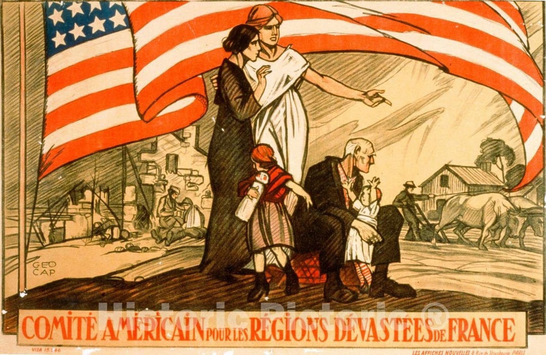 Vintage Poster -  ComitÃ© Americain Pour les RÃ©gions DÃ©vastÃ©es de France 1, Historic Wall Art