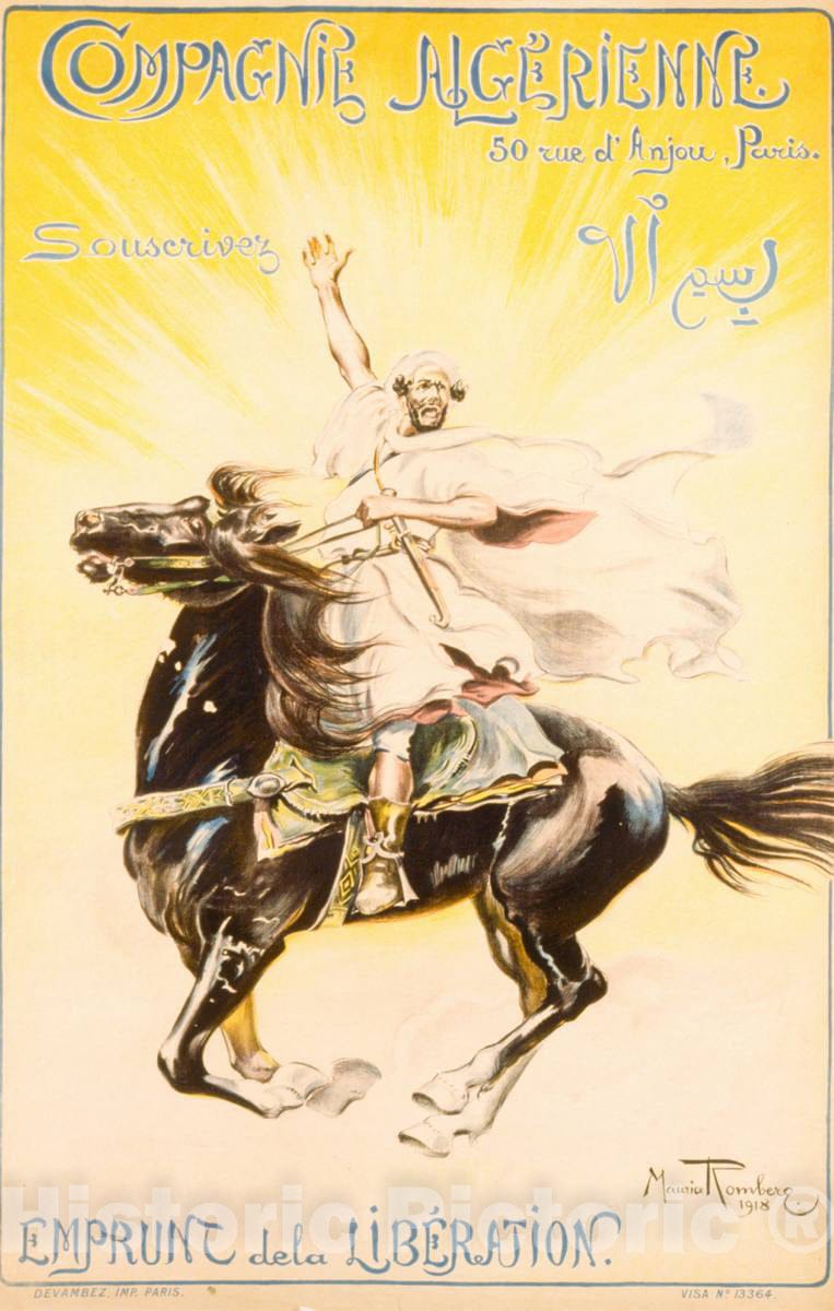 Vintage Poster -  Compagnie Algerienne. Souscrivez. Emprunt de la LibÃ©ration, Historic Wall Art