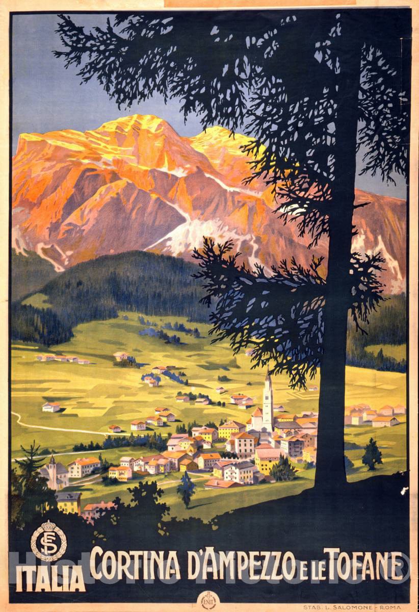 Vintage Poster -  Cortina d'Ampezzo e le Tofane, Italia, Historic Wall Art