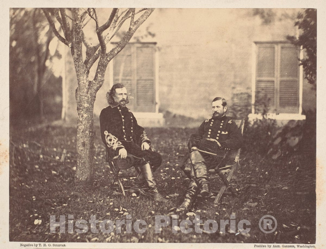 Photo Print : Timothy H. O'sullivan - Major General Pleasanton and General Custer : Vintage Wall Art