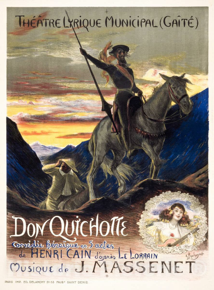 Vintage Poster -  Don Quichotte -  G. Rochegrosse., Historic Wall Art