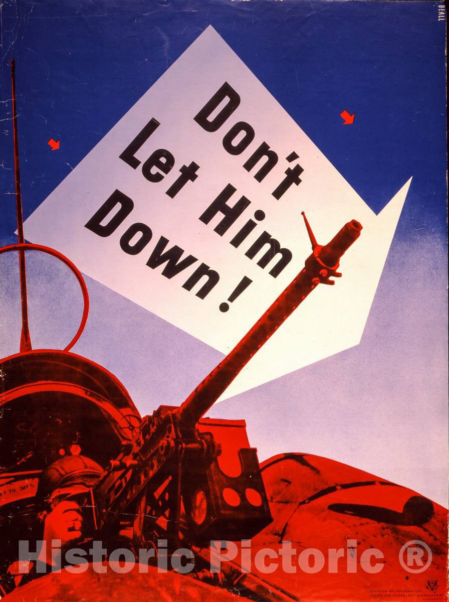 Vintage Poster -  Don't let him Down -  Beall., Historic Wall Art