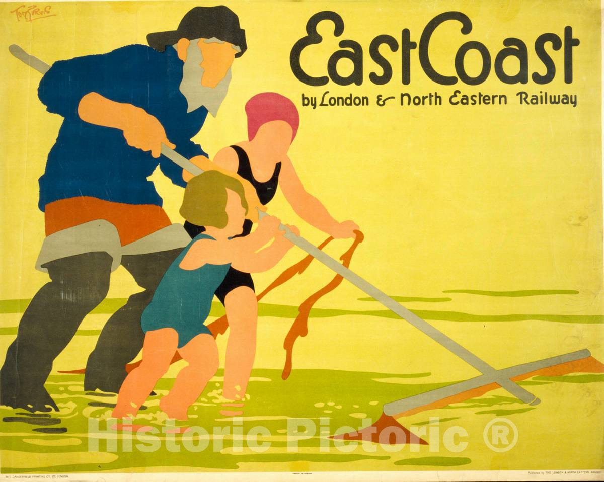 Vintage Poster -  East Coast by London & North Eastern Railway -  Tom Purvis, Historic Wall Art