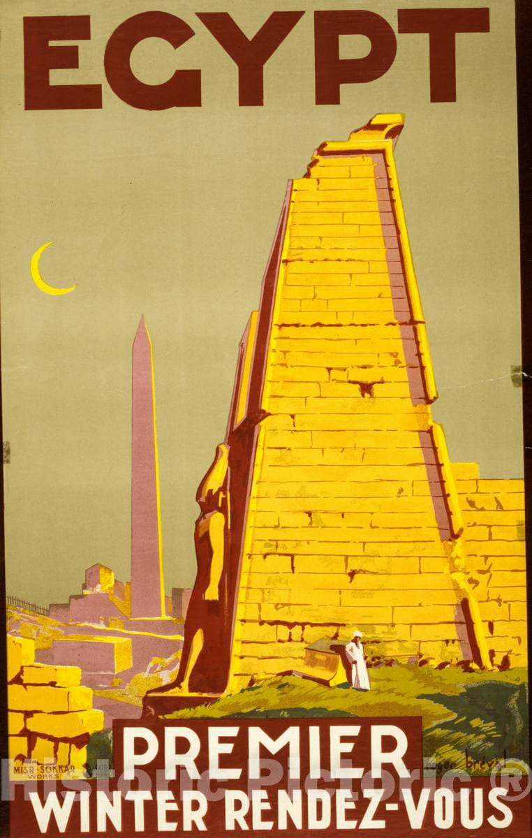 Vintage Poster -  Egypt, Premier Winter rendez - Vous -  Roger BrÃ©val., Historic Wall Art