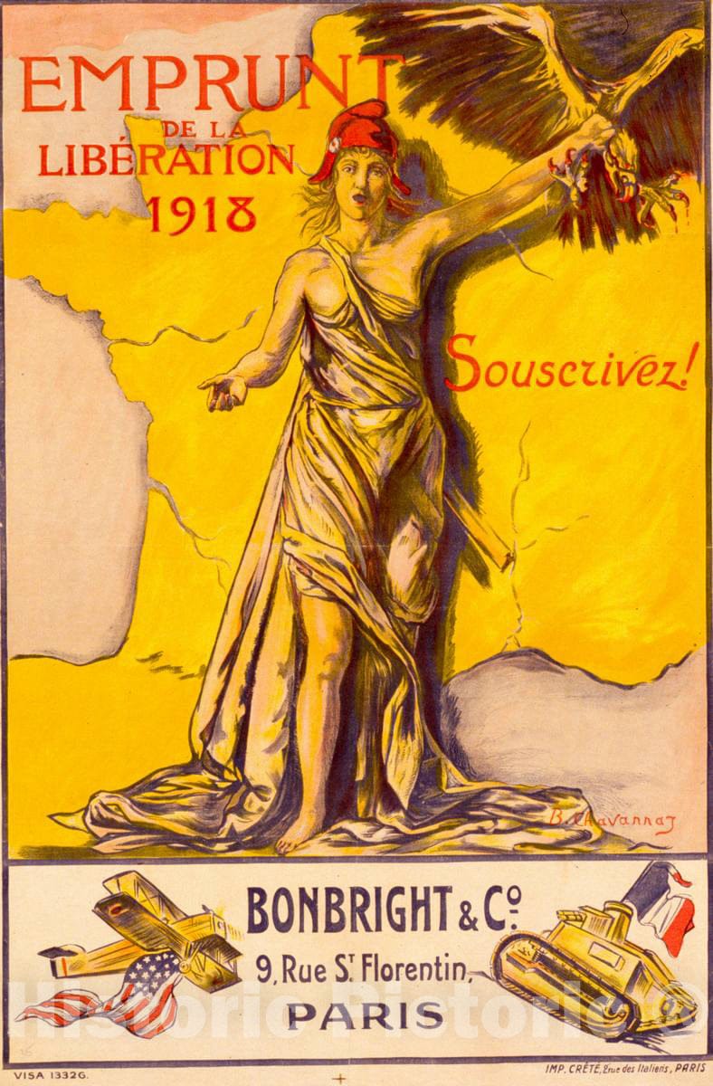 Vintage Poster -  Emprunt de la LibÃ©ration 1918. Souscrivez!, Historic Wall Art