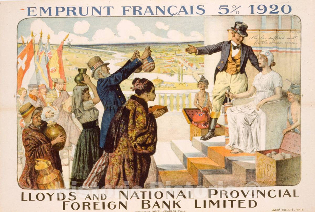 Vintage Poster -  Emprunt FranÃ§ais 5 Percent 1920 -  Lloyds and National Provincial Foreign Bank Limited, Historic Wall Art